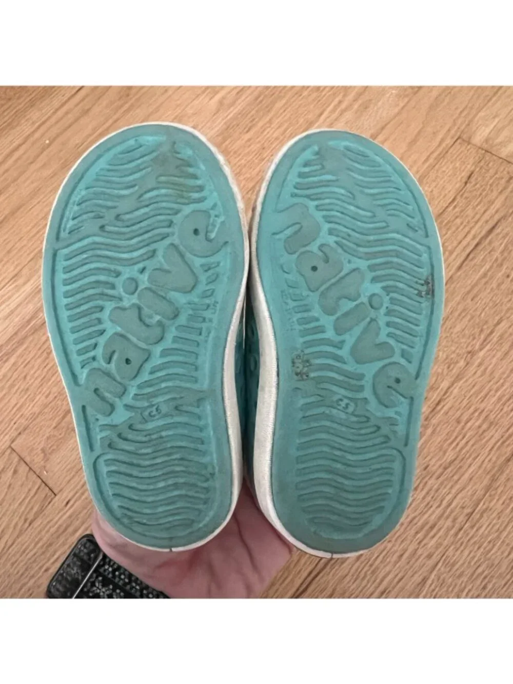 Native Jefferson Teal Blue Rubber Perforated Shoes Toddler Size C5